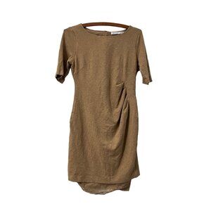 Trina Turk Womens Tan Draped Side Half Sleeve Sheath Dress Size 8